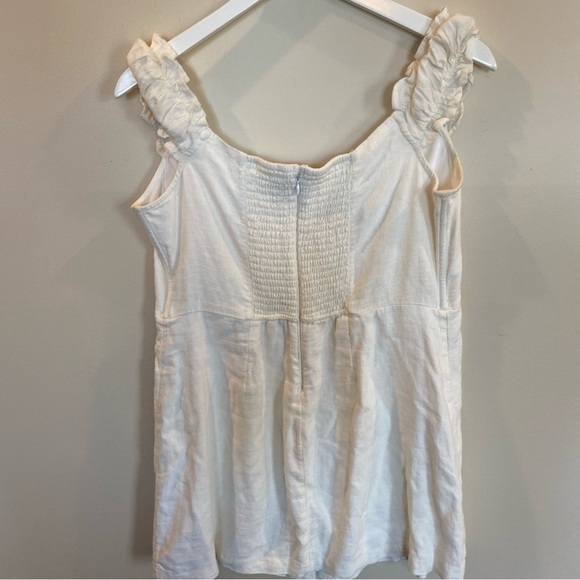 Abercrombie & Fitch Cap Sleeve Mini Dress Linen Blend Ivory Large Petite - Picture 5 of 5